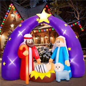 Nativity Scene Christmas Inflatable with LED Lights for Outdoor Yard Decoration